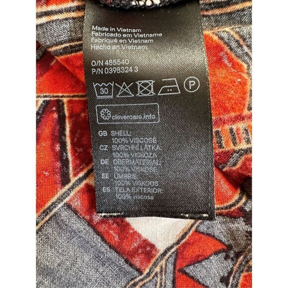 H&M Tribal Print Kimono Red Orange Black and White Medium - Picture 3 of 5